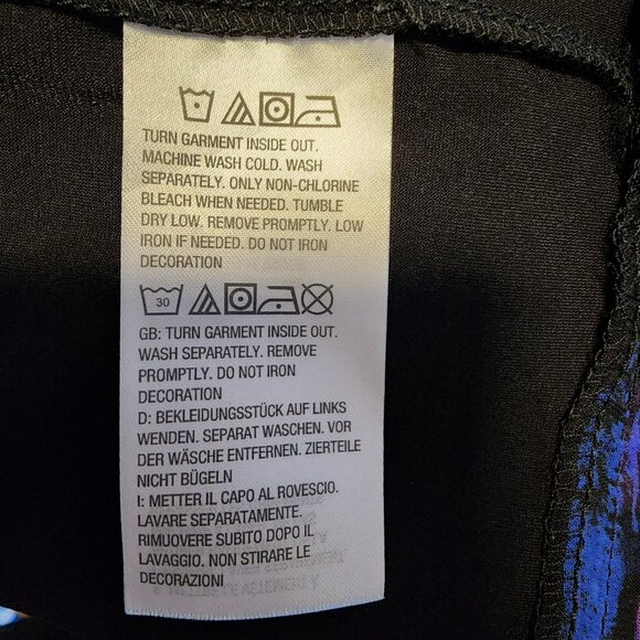 Susan Graver Blouse L Purple Black Striped Long Sleeve Asymmetrical Hem Preowned - Picture 6 of 9